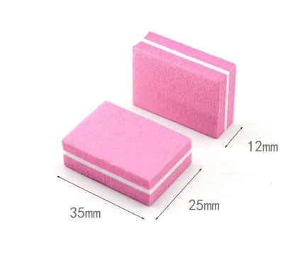 50pcs Mini Buffer Pink 2 Sided 100/180 Grit