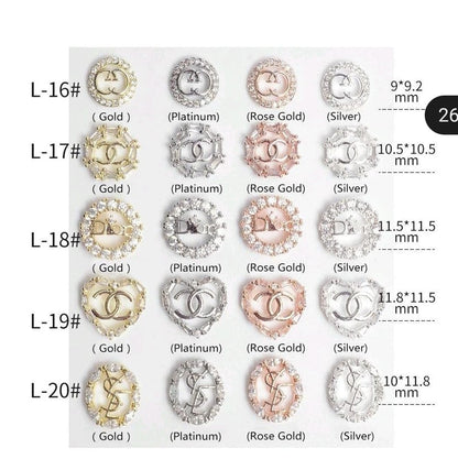 Luxury Logo (g.g) Nail Charms Alloy and Zircon High Quality
