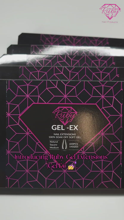 Ruby Gel-Ex Full Cover Clear Soft Gel Tip Box | 600pc Nail Tips, 14 Sizes 00-9, Premium Quality