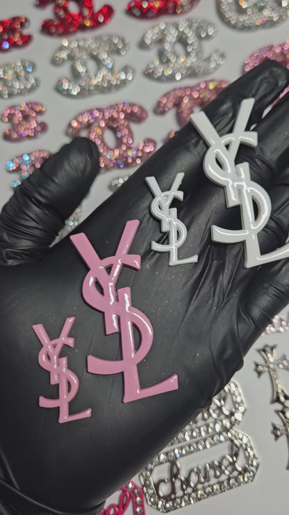 YSL PRADA BARBIE Logos Large Junk Charms Designer Luxury Charms for Nails, Phone Cases, Bags, Arts and Crafts