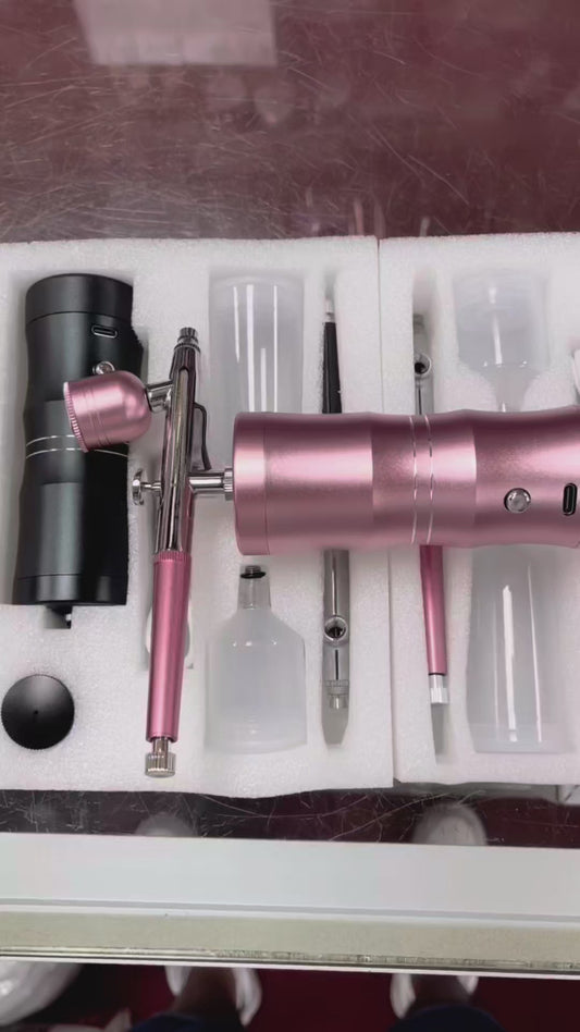 Airbrush Machines and Airbrush Colors for Nails Cordless Portable Airbrush Kit with Compressor High-Pressure Rechargeable Air Brush Spray Machine with 0.3mm Nozzle for Painting Makeup Model Barber Cookie Cake