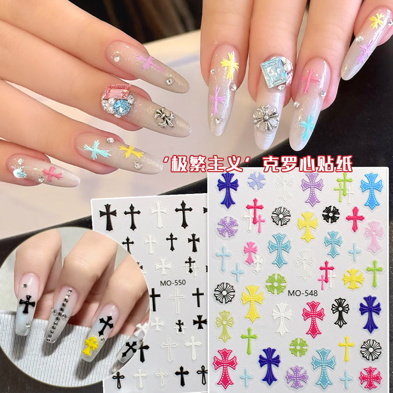 Cross Nail Stickers Colorful Black