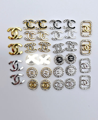 Luxury Logo (C.c) Nail Charms Alloy and Zircon High Quality