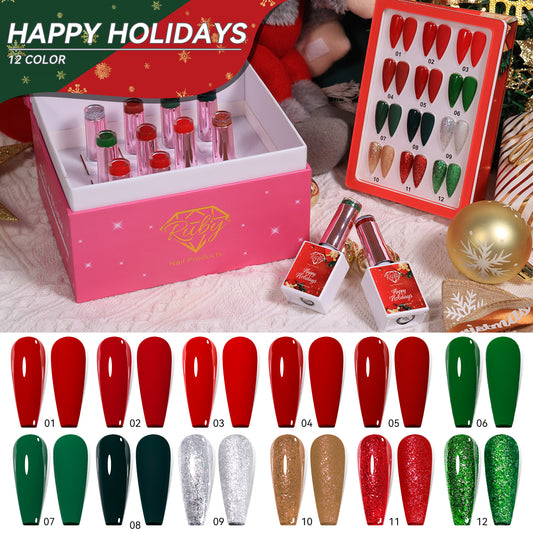Ruby Happy Holidays Gel Polish Collection (2 Sets) Christmas and Winter Blue