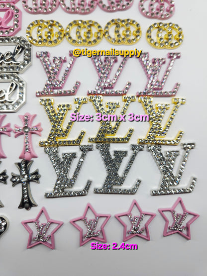 Listing 1 of 3: Large Junk Charms Designer BRAND LOGOS Luxury Charms for Nails, Phone Cases, Bags, Arts and Crafts