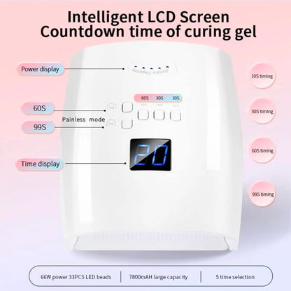 66W Rechargeable Cordless Quick Dry LED Lamp Auto Sensor Model S10 for Home and Salon