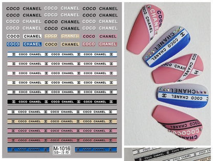 Designer Nail Stickers Luxury Brand Logo 1 Piece Each