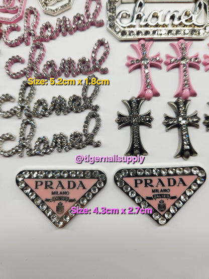 Listing 1 of 3: Large Junk Charms Designer BRAND LOGOS Luxury Charms for Nails, Phone Cases, Bags, Arts and Crafts