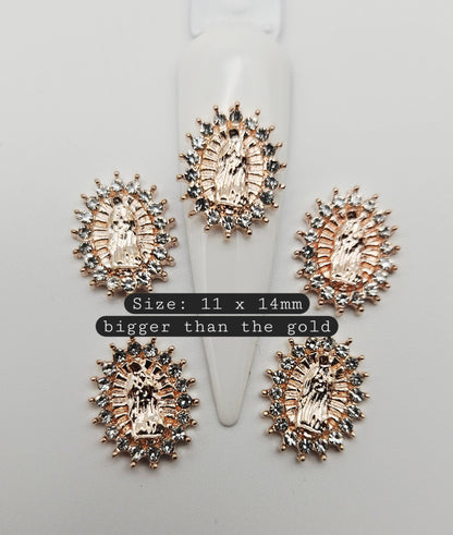 5pcs 3D San Judas Virgin Mary Nail Charms Alloy