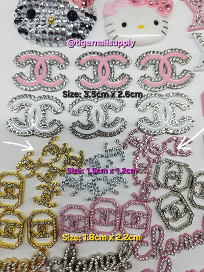 Listing 1 of 3: Large Junk Charms Designer BRAND LOGOS Luxury Charms for Nails, Phone Cases, Bags, Arts and Crafts