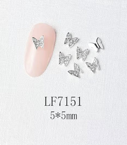 3D Hollow Butterfly with Rhinestones Metal Bling Nail Charms Silver Gold Rose Gold