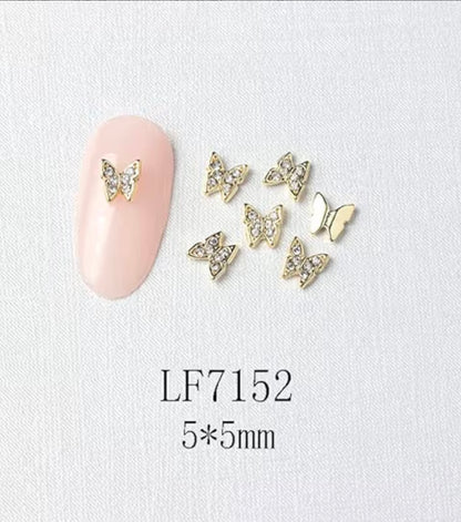 3D Hollow Butterfly with Rhinestones Metal Bling Nail Charms Silver Gold Rose Gold