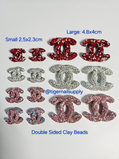 Listing 3 of 3: Junk Charms Large Charms for Phone Cases, Bags, Arts and Crafts BRAND LOGOS Desiner Luxury Double Sided Clay Beads with Holes