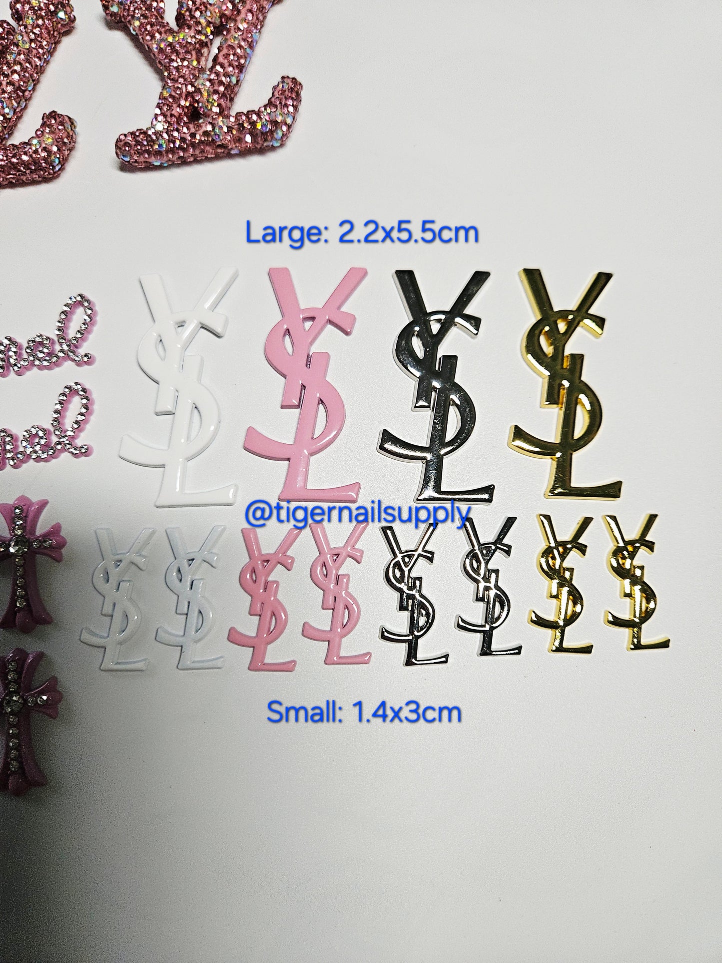 YSL PRADA BARBIE Logos Large Junk Charms Designer Luxury Charms for Nails, Phone Cases, Bags, Arts and Crafts