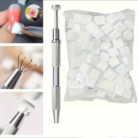 100pcs White Mini Sponge and Metal Grip Pen for Ombre Design