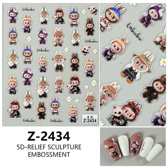 5D Labubu Nail Stickers Nail Art Design