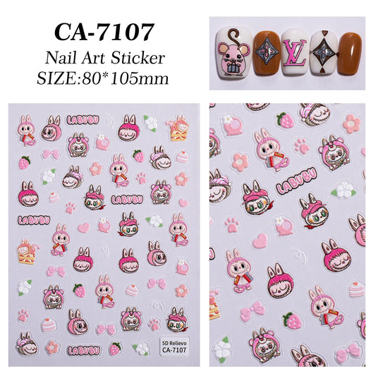 5D Labubu Nail Stickers Nail Art Design