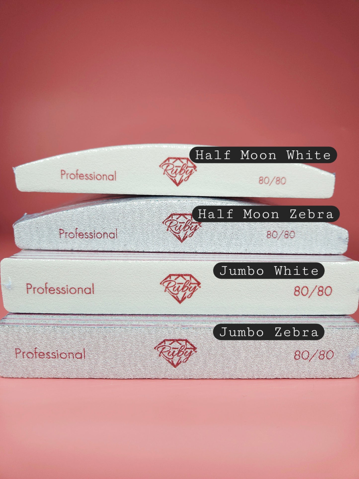 Ruby Nail Files Jumbo, Half Moon, Regular Shapes 50pcs per Pack