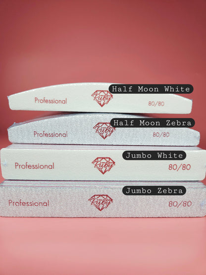 Ruby Nail Files Jumbo, Half Moon, Regular Shapes 50pcs per Pack