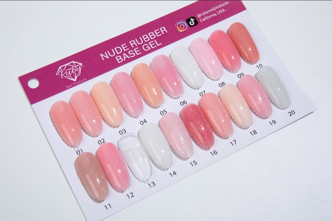 Ruby Nude Rubber Base Gel 15ml (0.5oz) 20 Colors