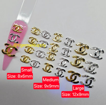 Designer Charms #2: CHANEL Luxury Designer Logo Brand Nail Charms Alloy and Zircon High Quality