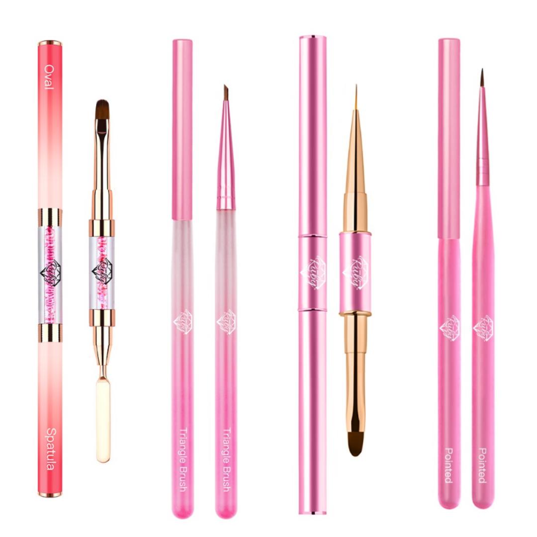 Ruby Premium Nail Art Brushes Builder Gel Brush Spatula Rubber Base Brush Polygel Brush Liner Brush