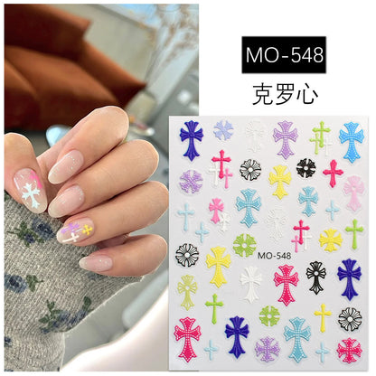 Cross Nail Stickers Colorful Black