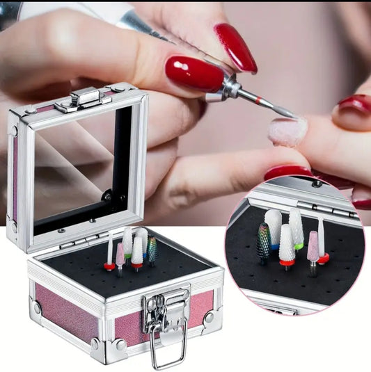 Professional 25 Holes Nail Drill Bits Storage Box Container
