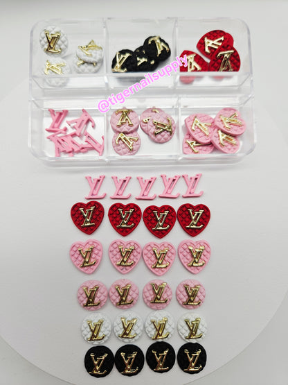 Luxury Logo (l.v.) Nail Charms Alloy and Zircon High Quality