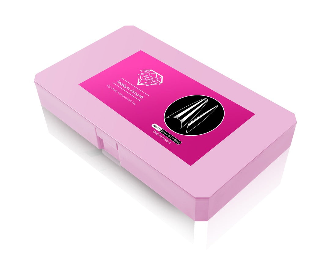 Ruby Nail Tip Boxes Pink, Clear, C Curve, No C, Square Coffin Stiletto Almond