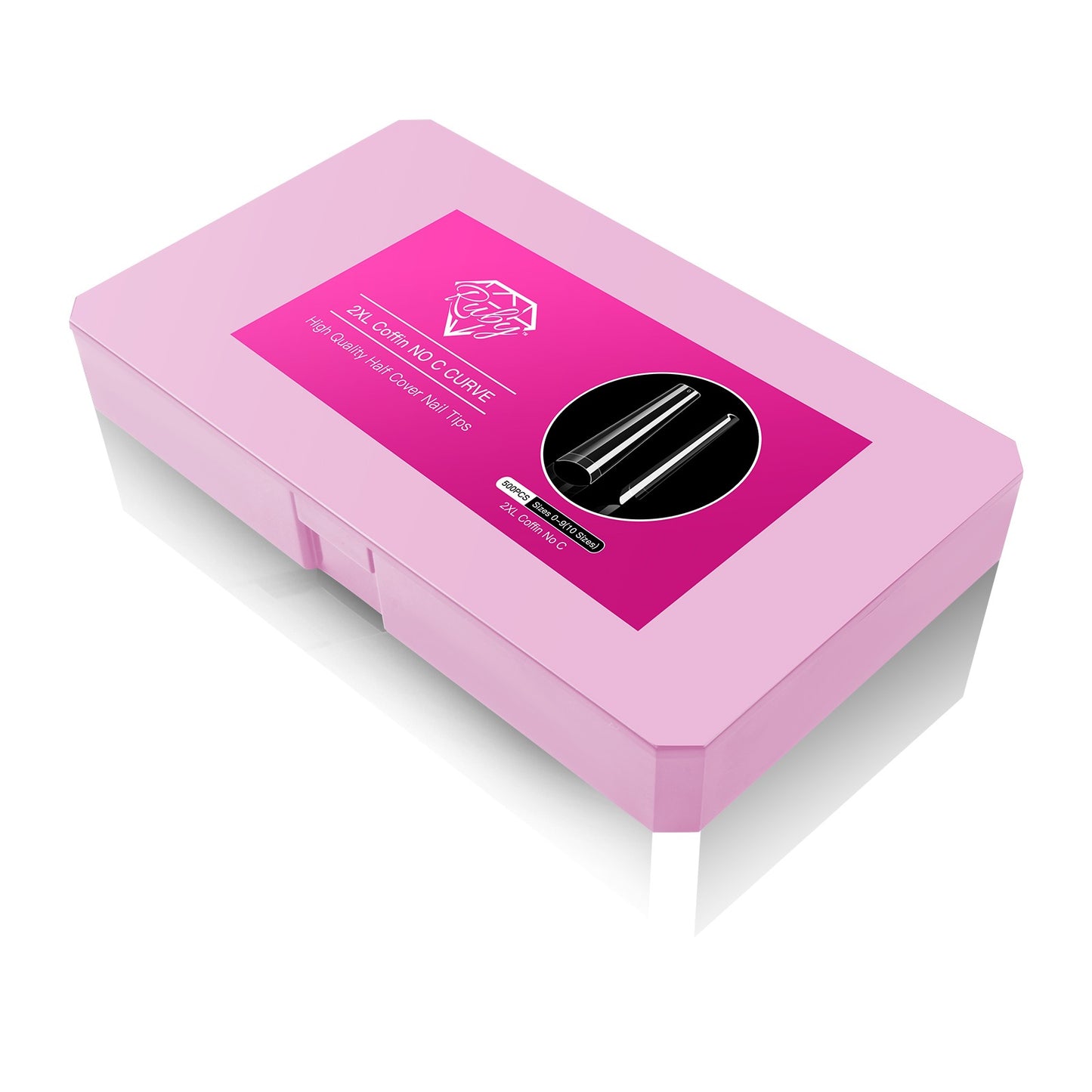 Ruby Nail Tip Boxes Pink, Clear, C Curve, No C, Square Coffin Stiletto Almond