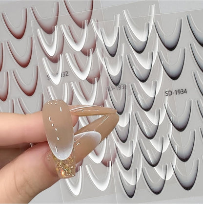 3pcs Deep French Ombre Nail Stickers