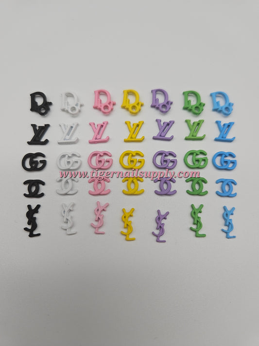 Colorful Logo Brand Luxury Nail Charms