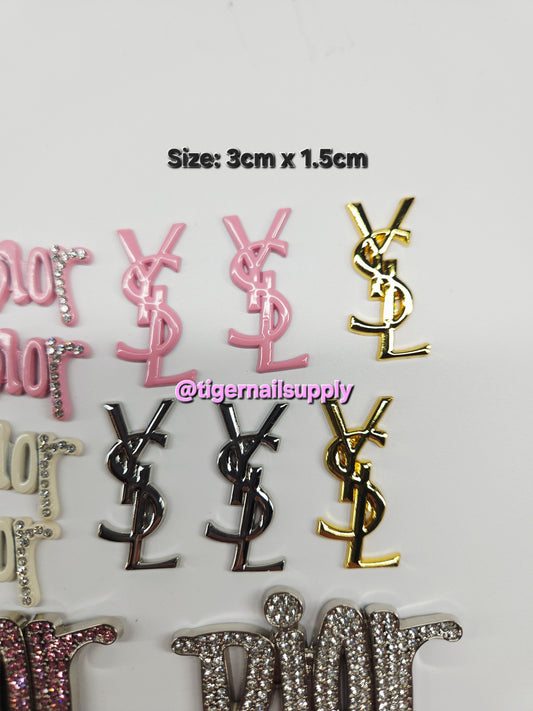 YSL PRADA BARBIE Logos Large Junk Charms Designer Luxury Charms for Nails, Phone Cases, Bags, Arts and Crafts