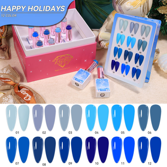 Ruby Happy Holidays Gel Polish Collection (2 Sets) Christmas and Winter Blue