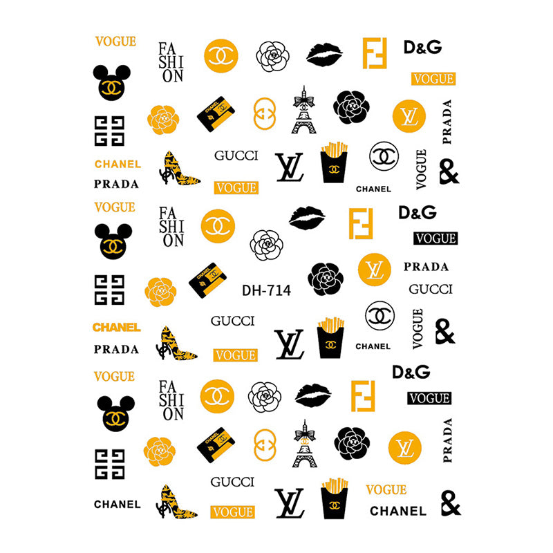 Designer Nail Stickers Luxury Brand Logo 1 Piece Each