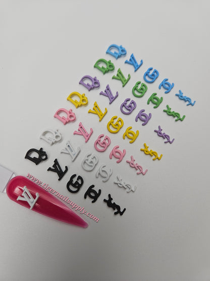 Colorful Logo Brand Luxury Nail Charms