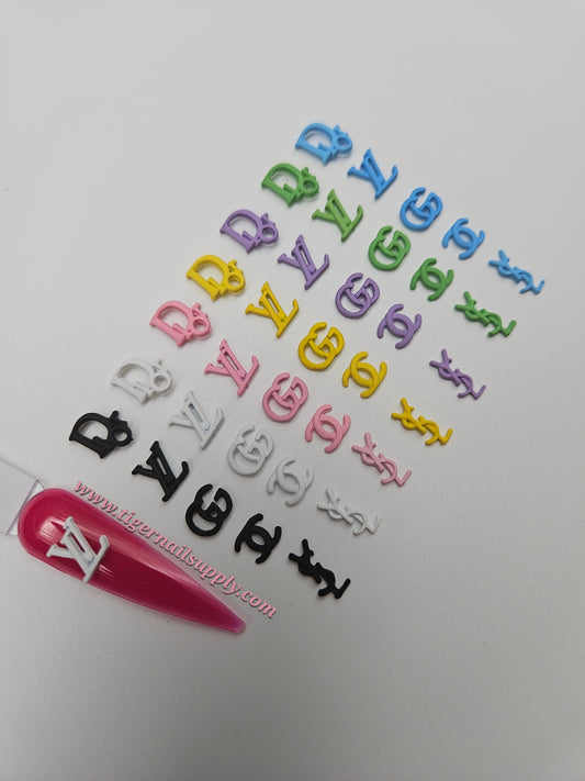 Colorful Logo Brand Luxury Nail Charms