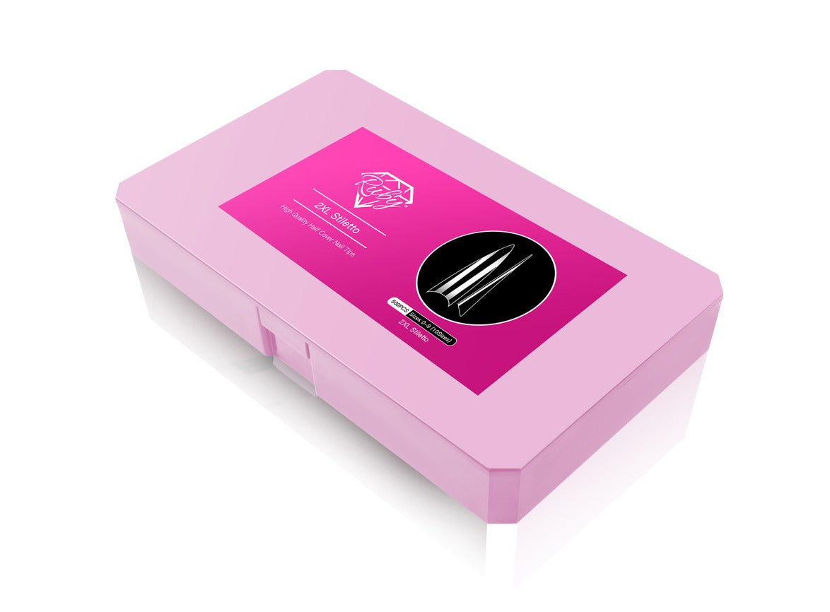 Ruby Nail Tip Boxes Pink, Clear, C Curve, No C, Square Coffin Stiletto Almond