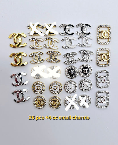 Luxury Logo (C.c) Nail Charms Alloy and Zircon High Quality