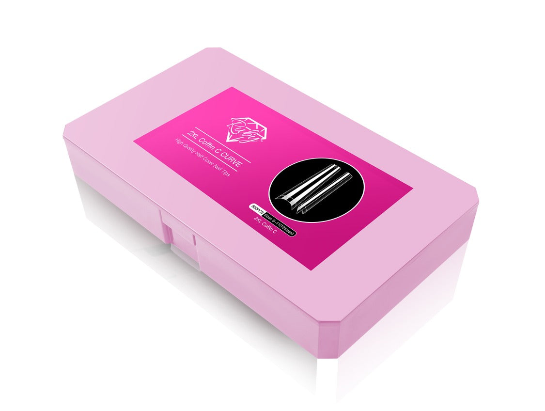 Ruby Nail Tip Boxes Pink, Clear, C Curve, No C, Square Coffin Stiletto Almond