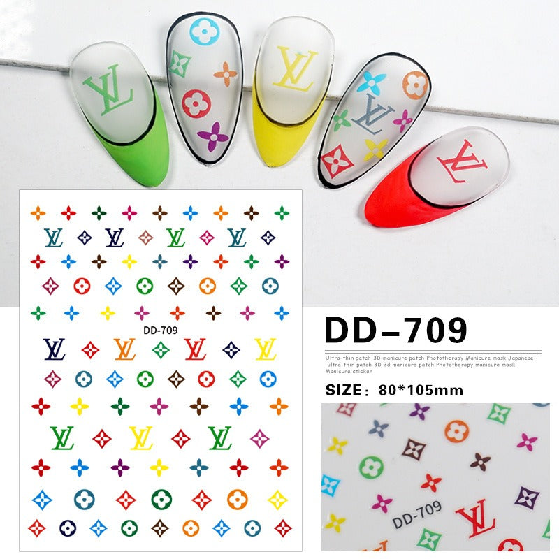 Designer Nail Stickers Luxury Brand Logo 1 Piece Each